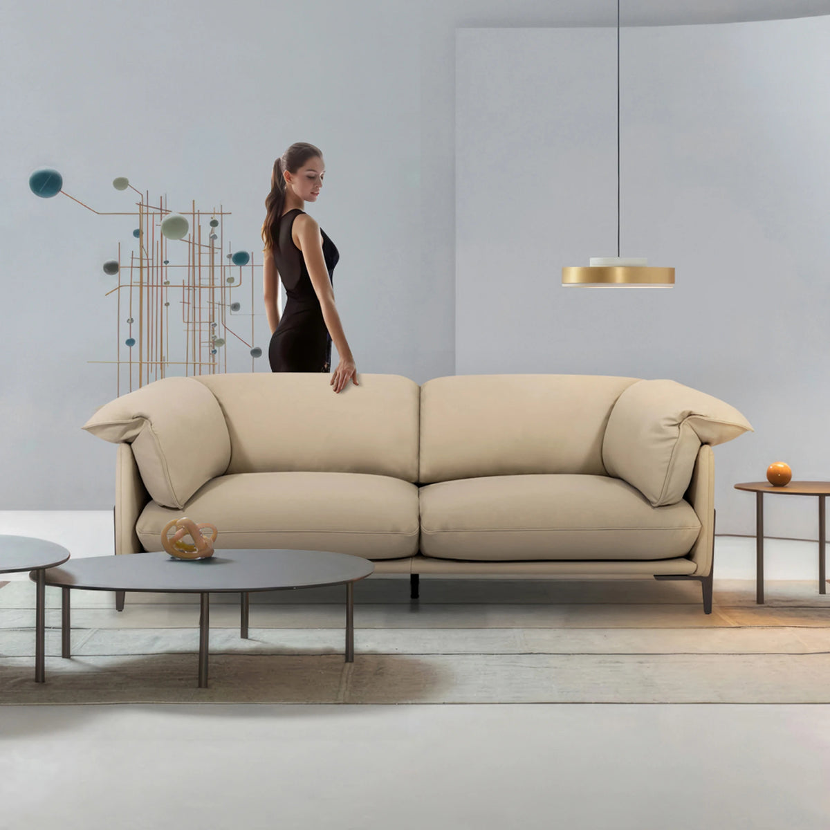 Cream leather lounge sale
