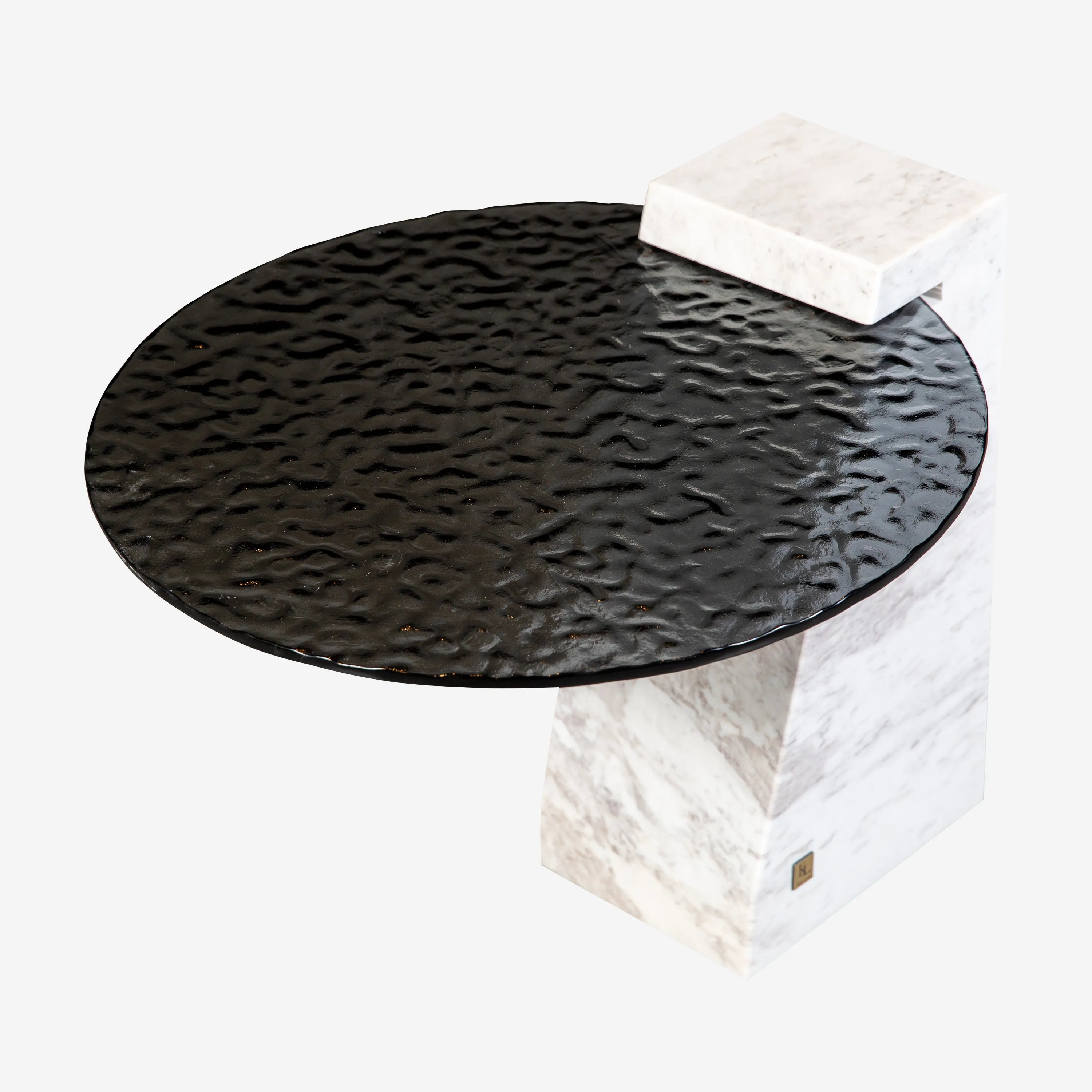 Tommaso Marble Glass Side Table