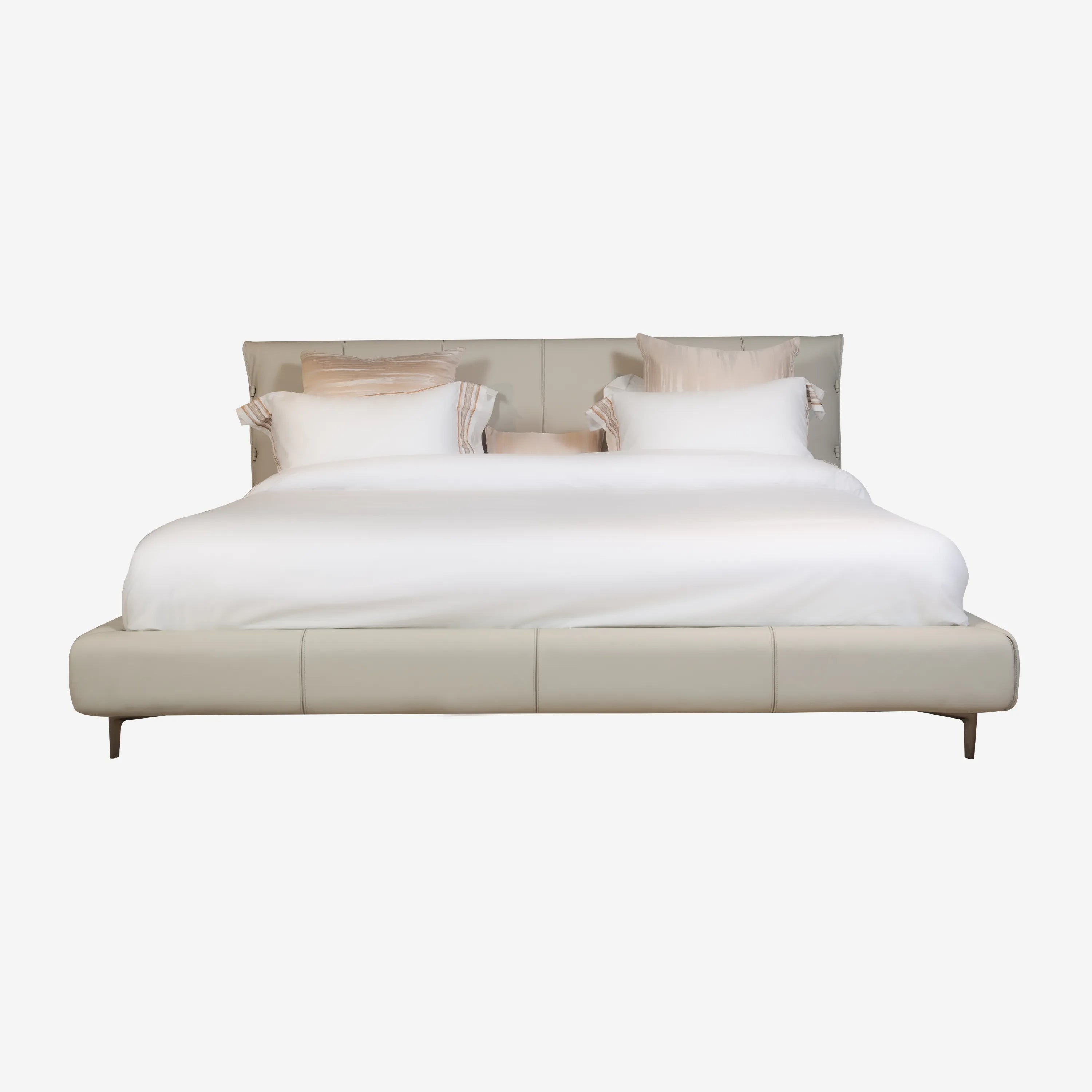 Nicole Super King Leather Bed-Beige