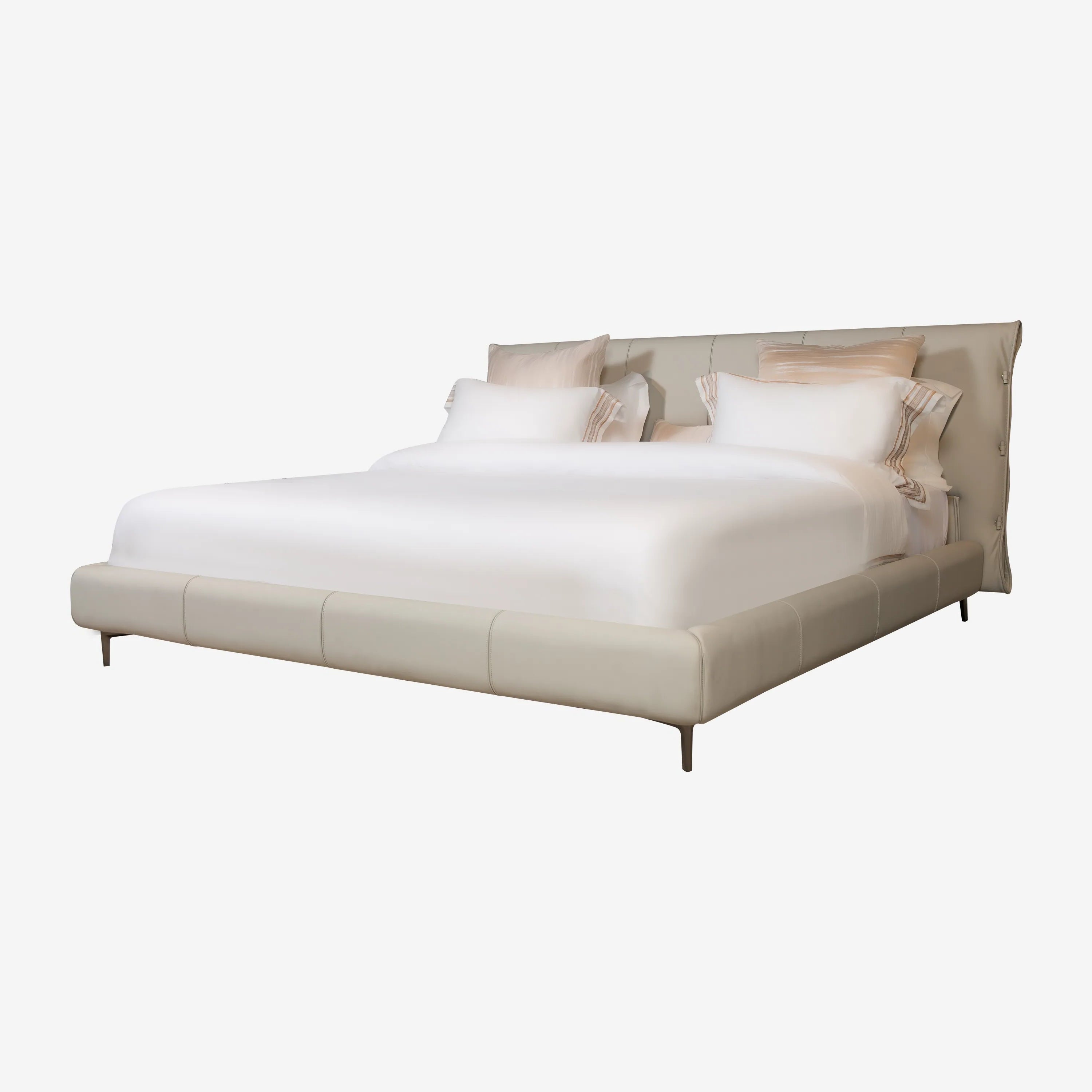 Nicole Super King Leather Bed-Beige