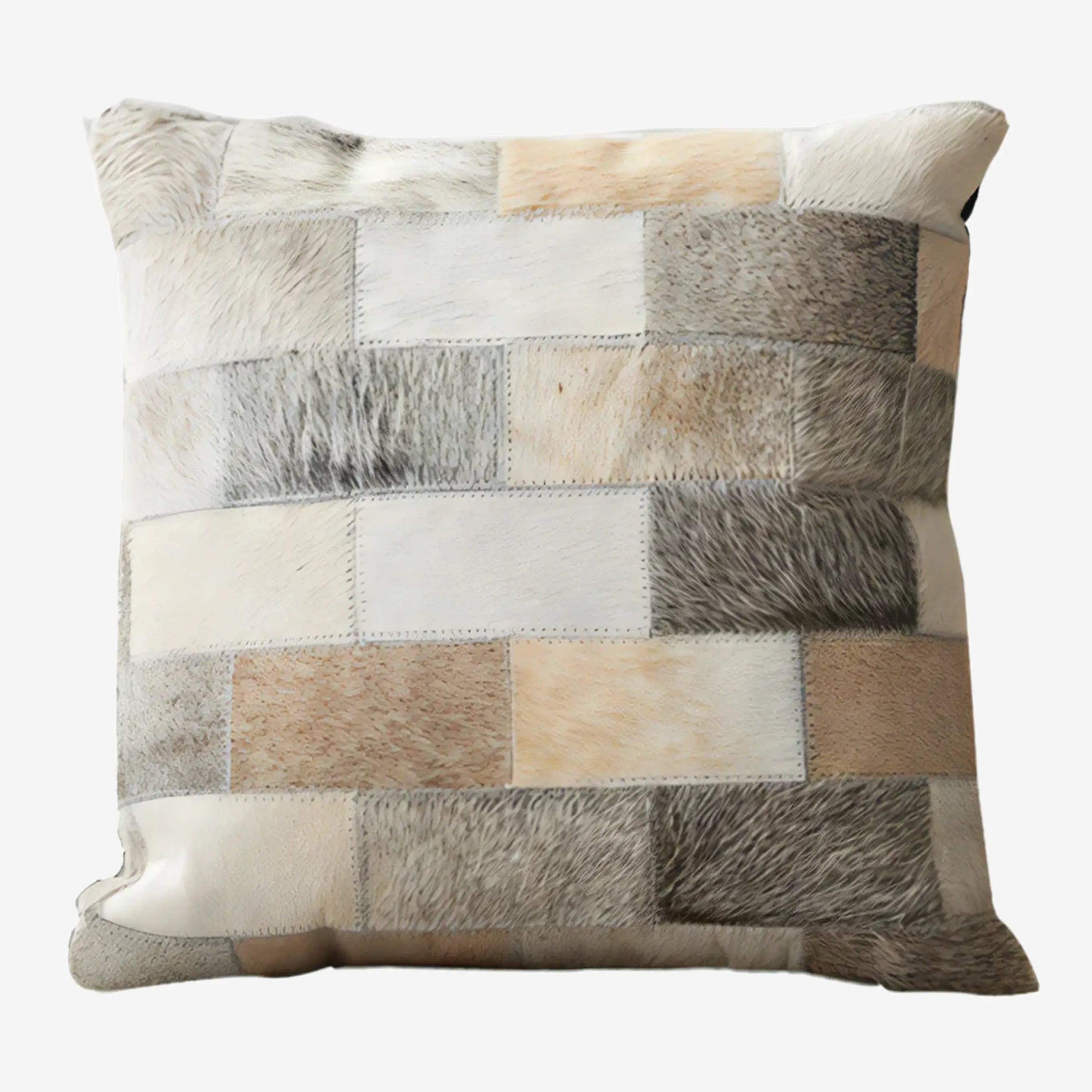 Brick Pattern Grey Leather Cushion