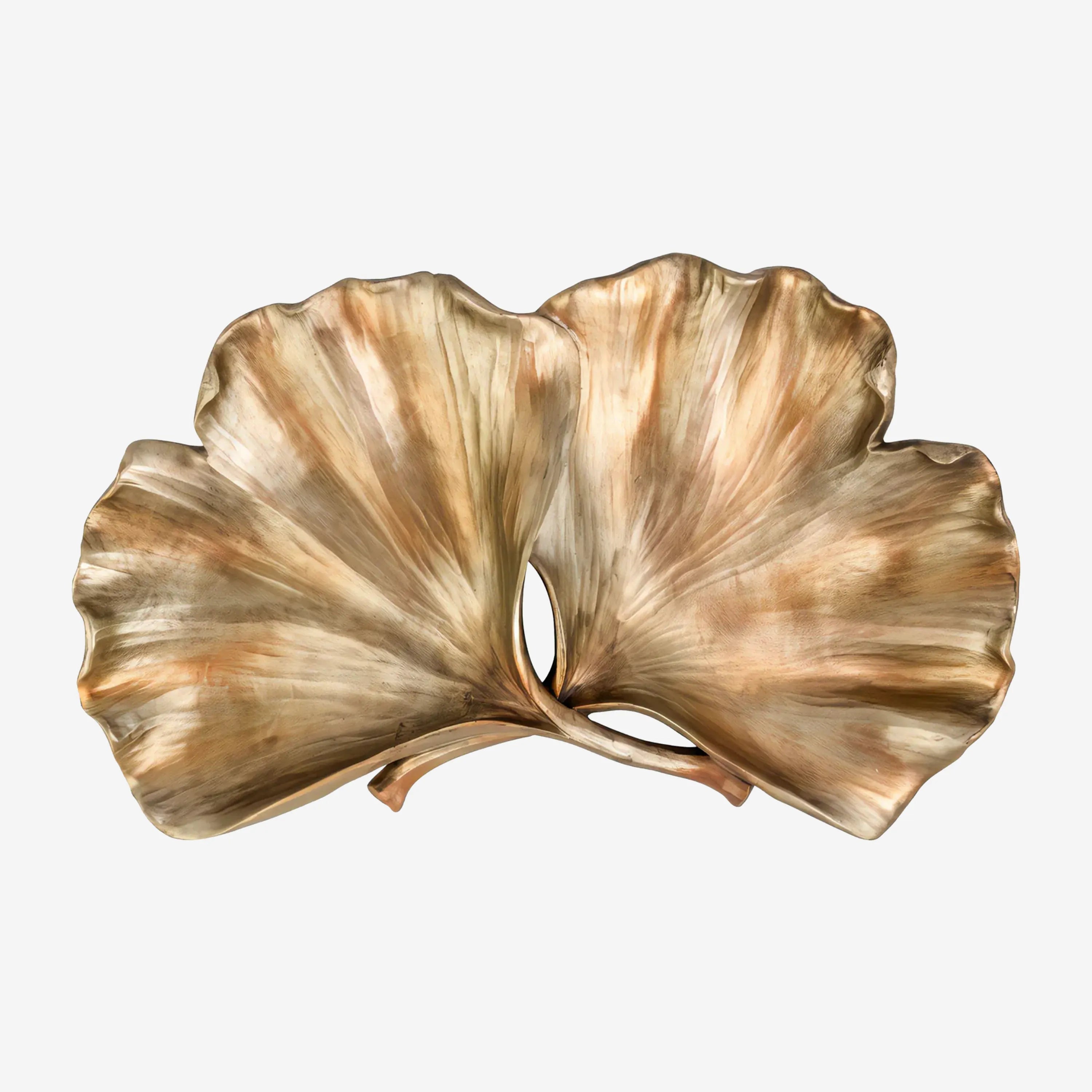 Antique gold ginkgo leaf plate