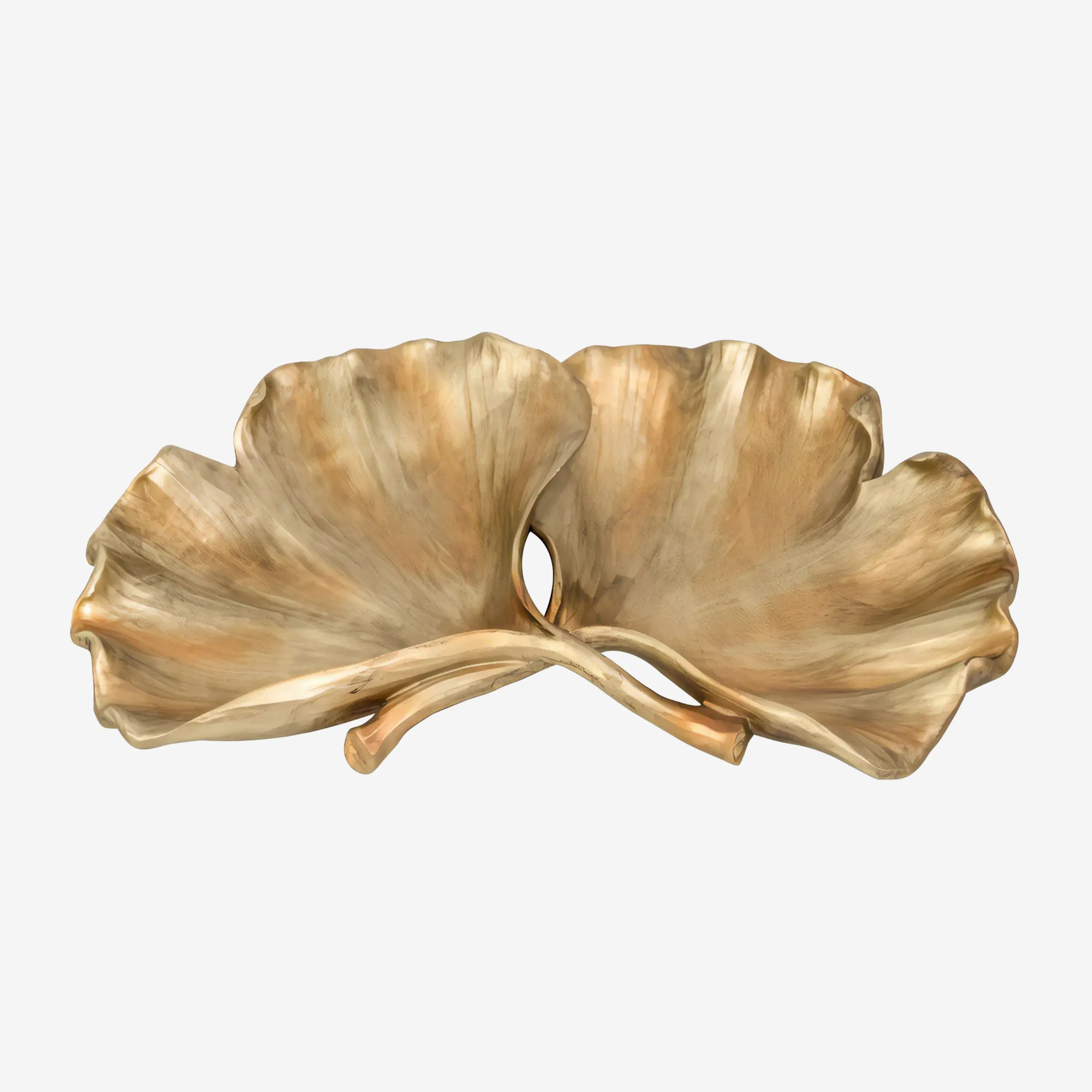 Antique gold ginkgo leaf plate