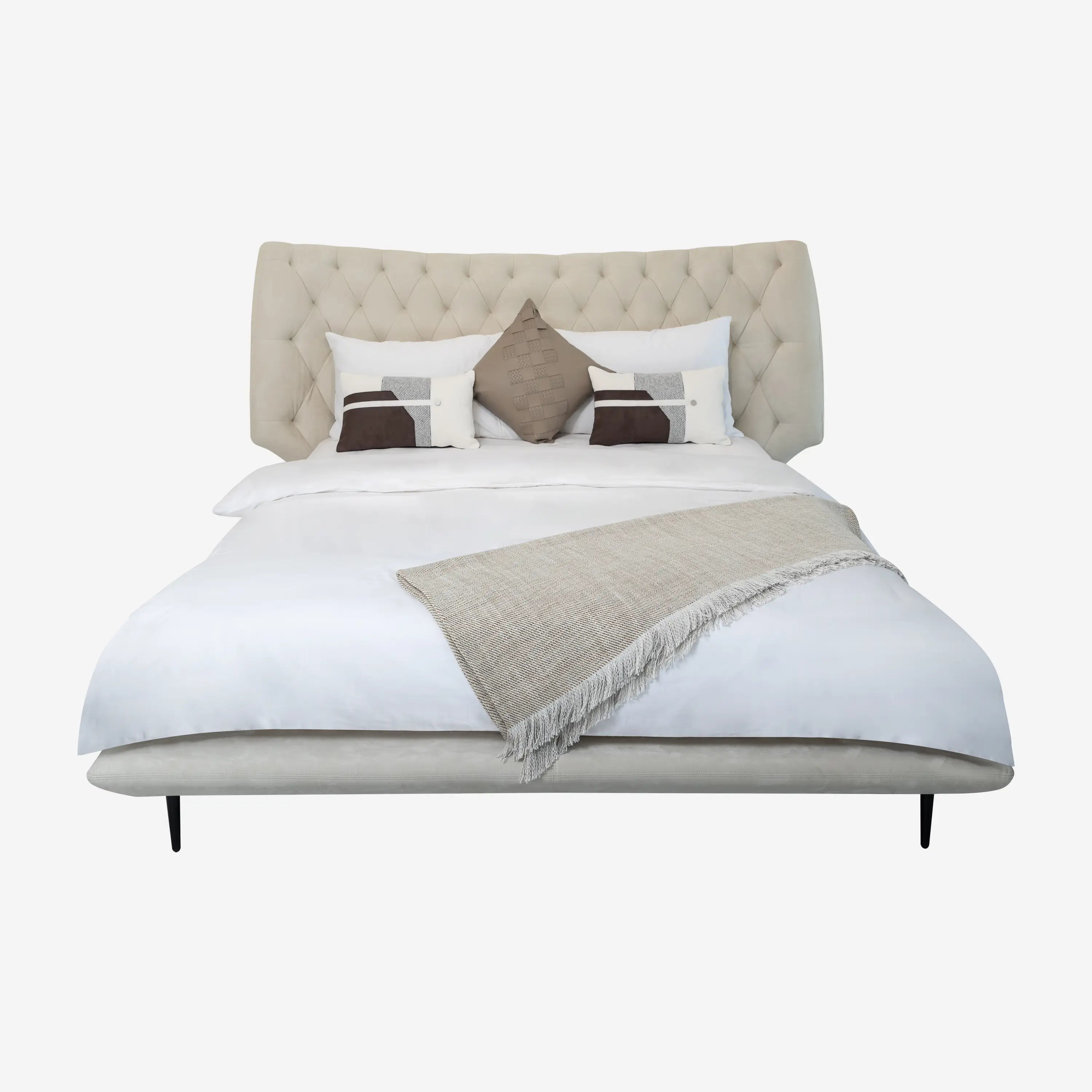 Philomene Queen Bed-Beige
