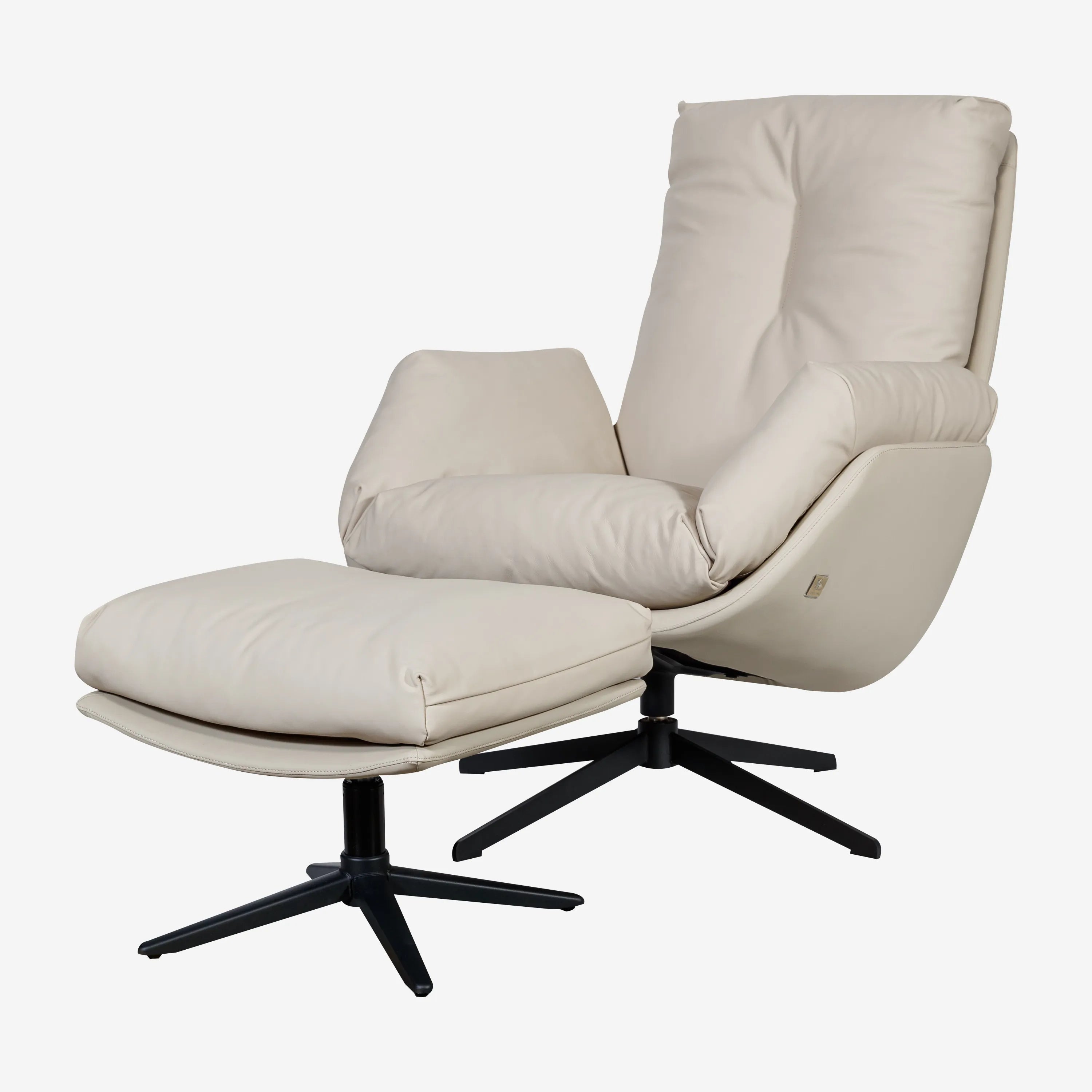 Romilda Leather Chair with Ottoman