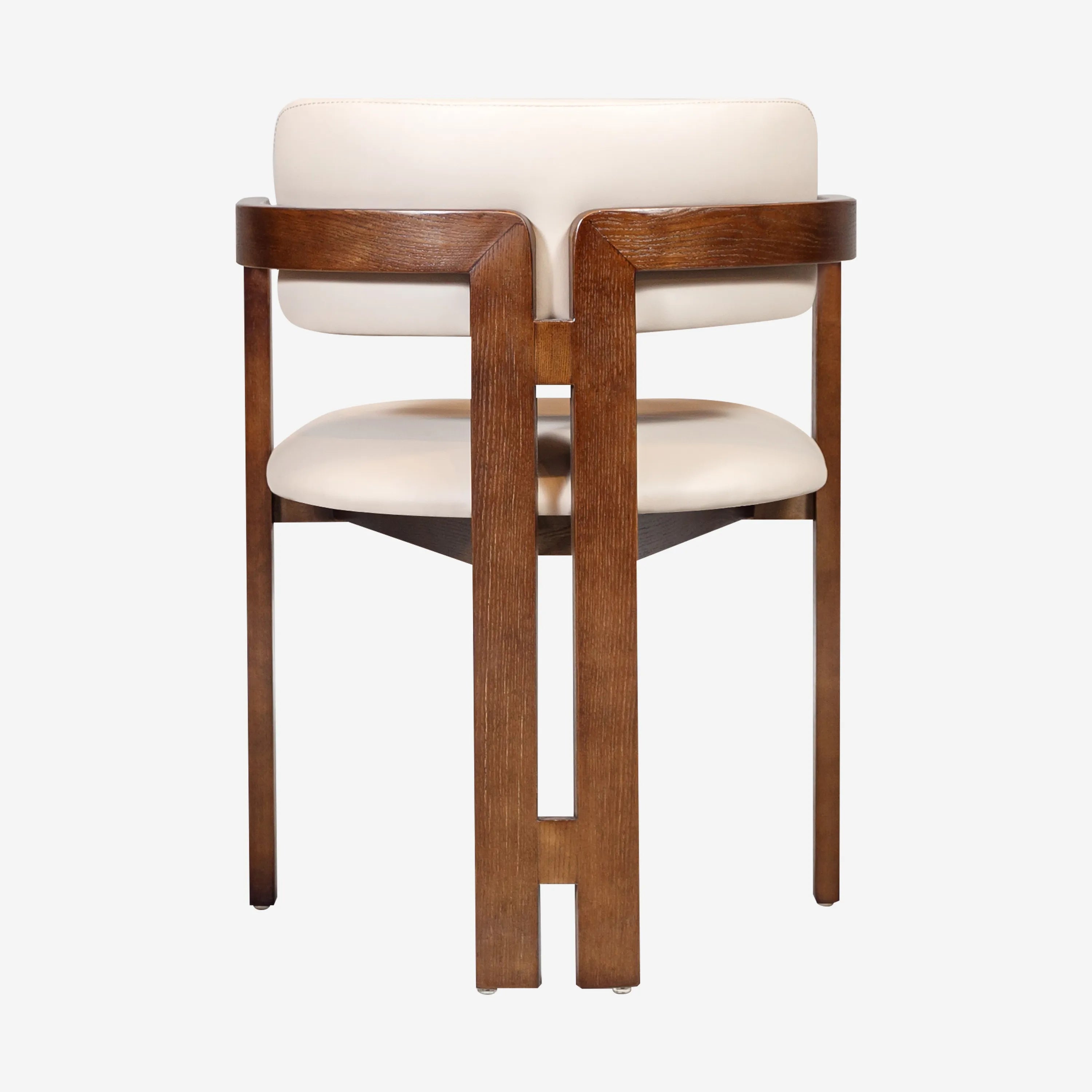 Desmond Sand Beige Vegan Leather Dining Chair - Dark Brown Frame