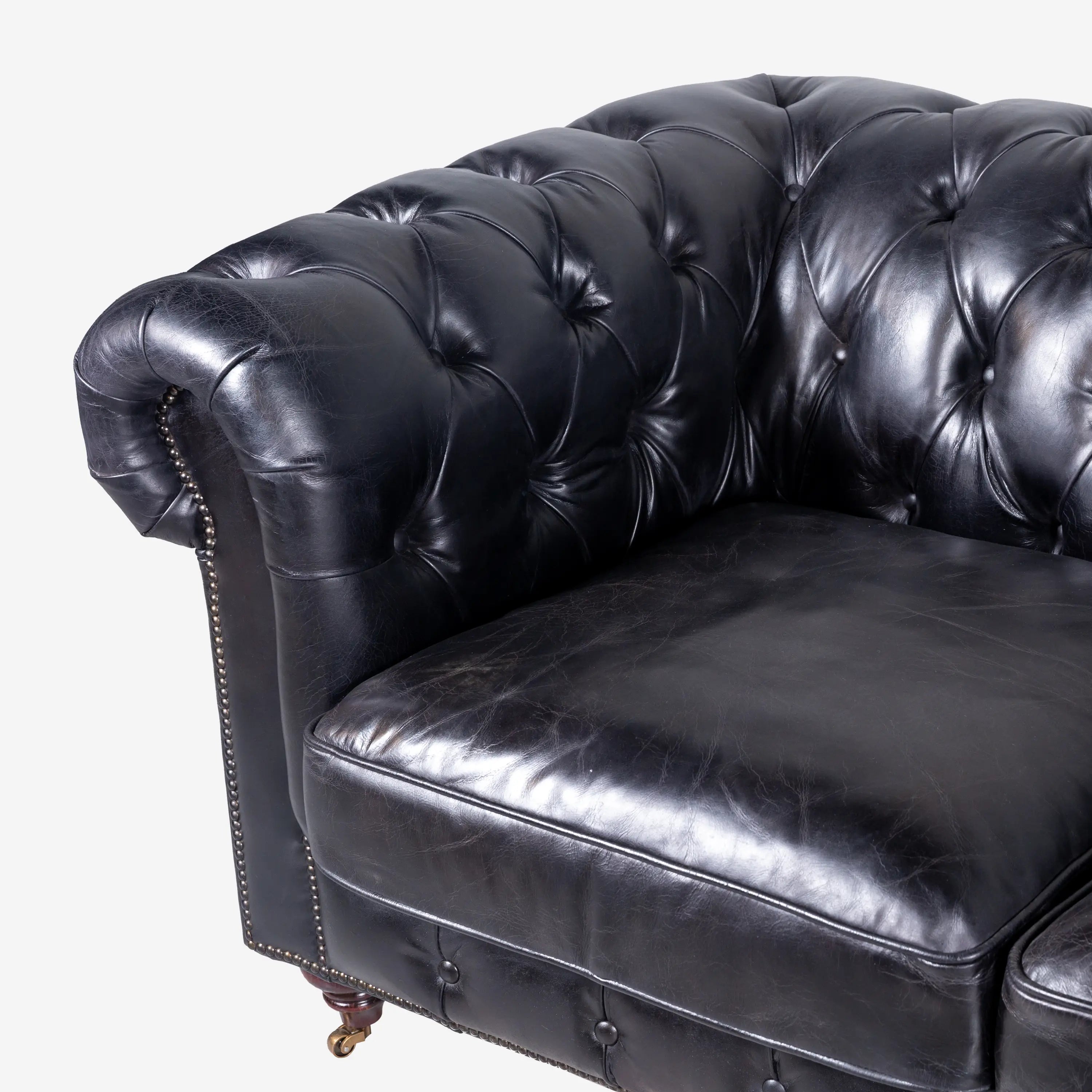 Oxford 3-Seater Leather Sofa Black