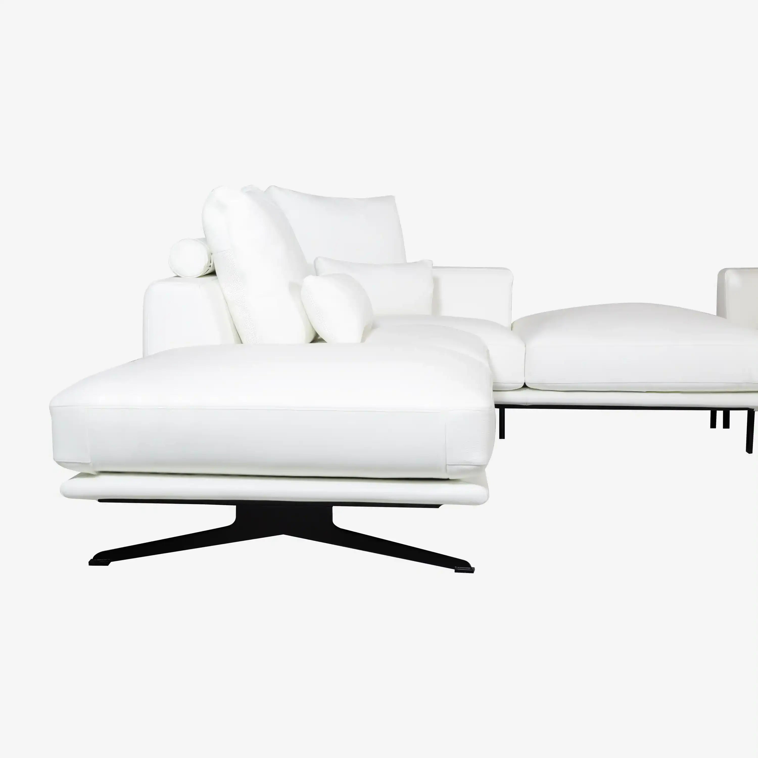 Luciano Lounge Leather Sofa White Left
