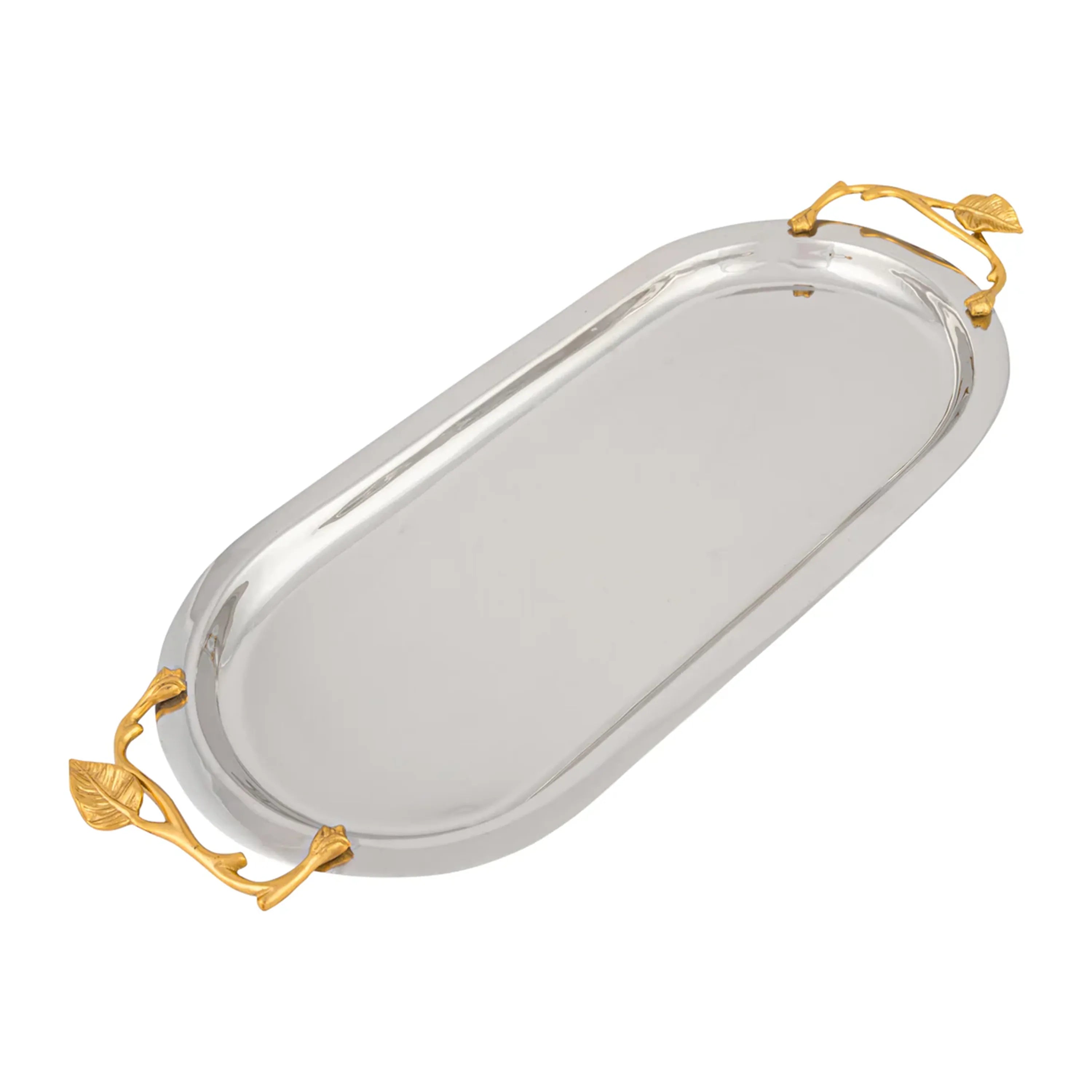 Val Oval Tray W/Leaf Handle