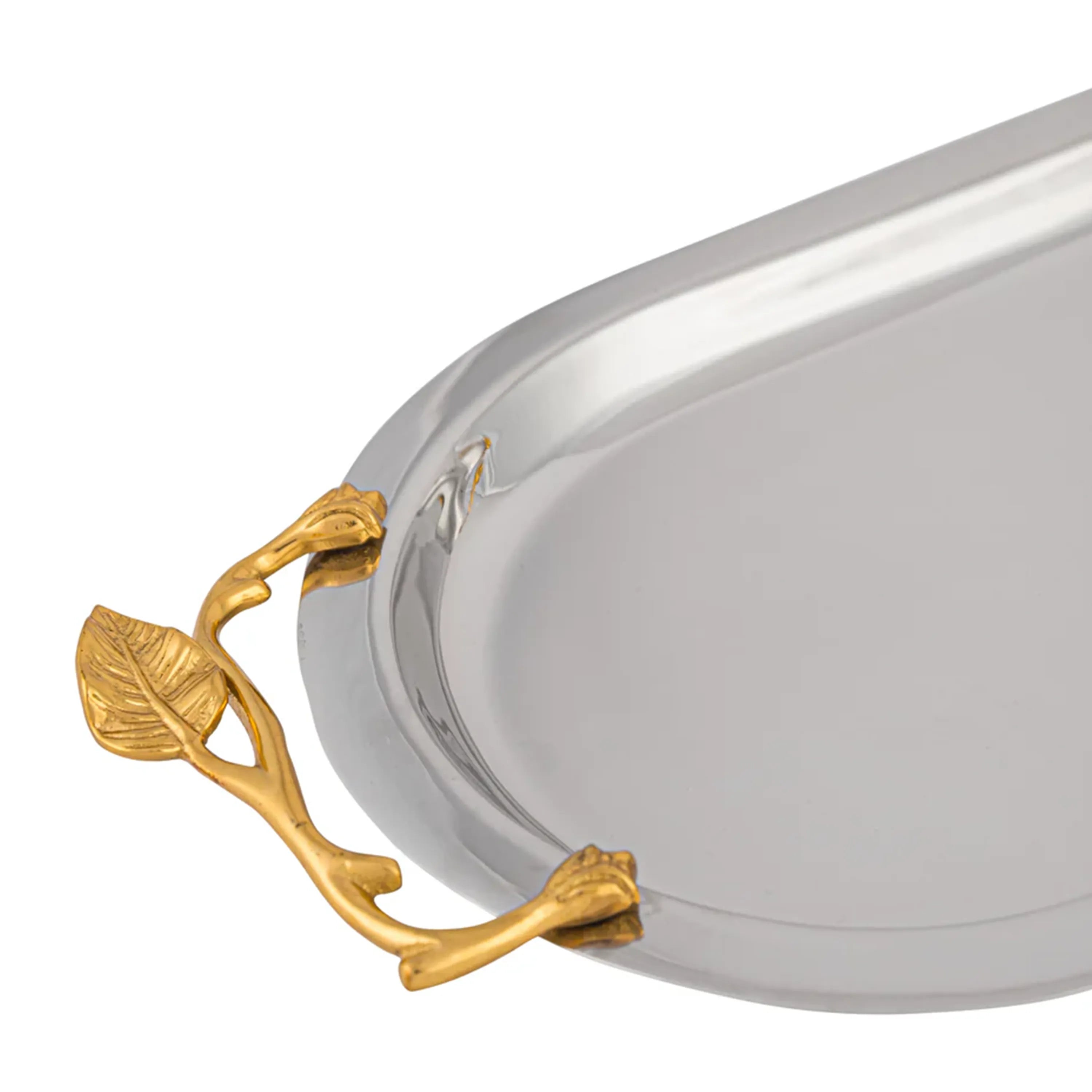 Val Oval Tray W/Leaf Handle