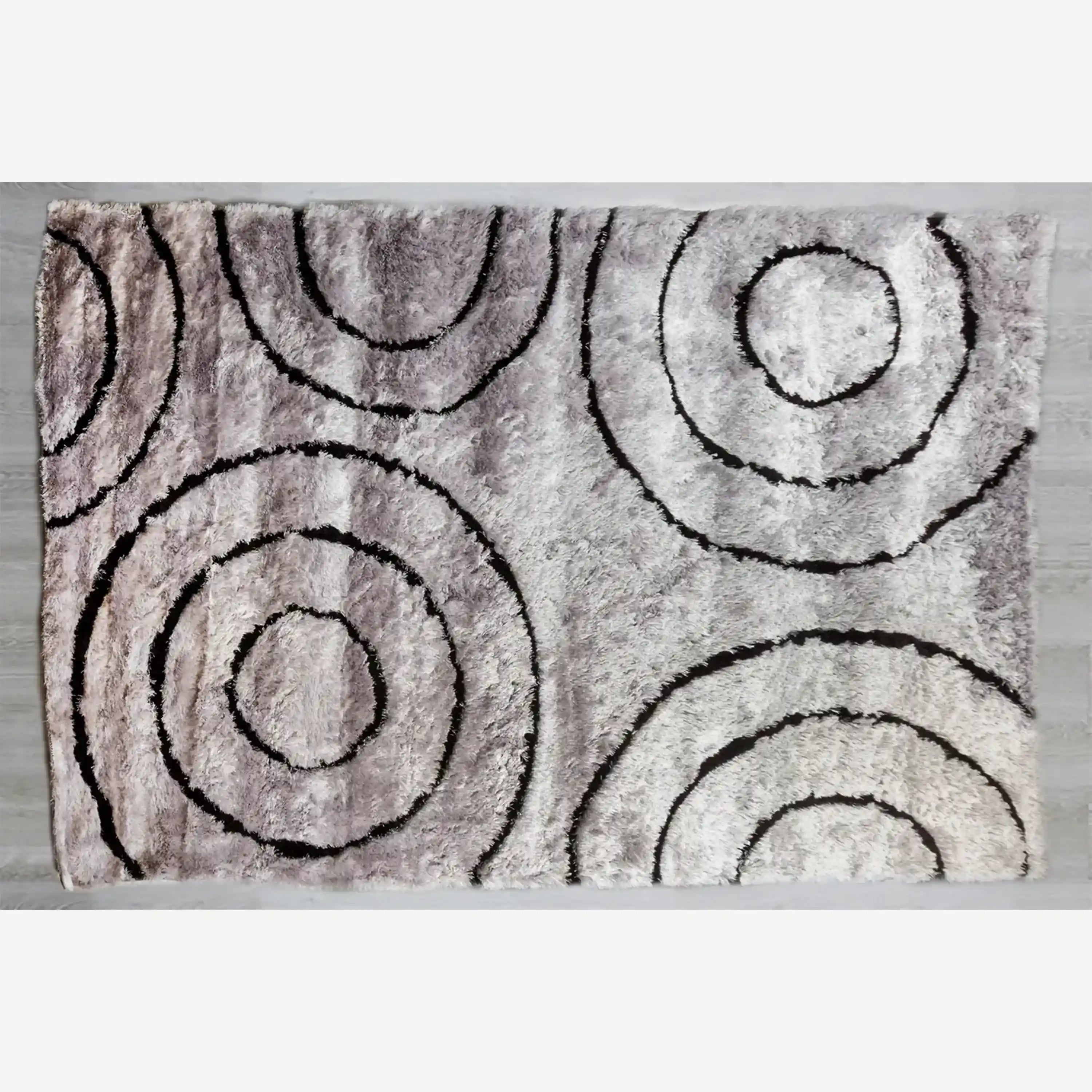 Grey With Black Tri Circles Rug